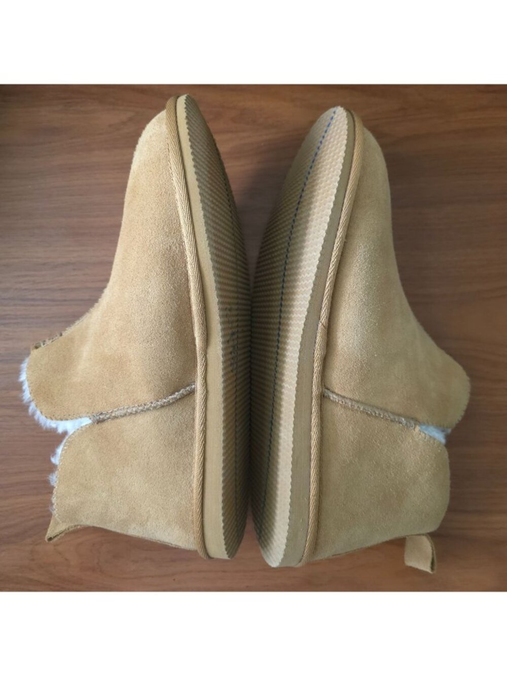 Lands’ End Suede Leather Tan Ankle Bootie Shearling Slip-On Slippers Men's 11D - Picture 3 of 8